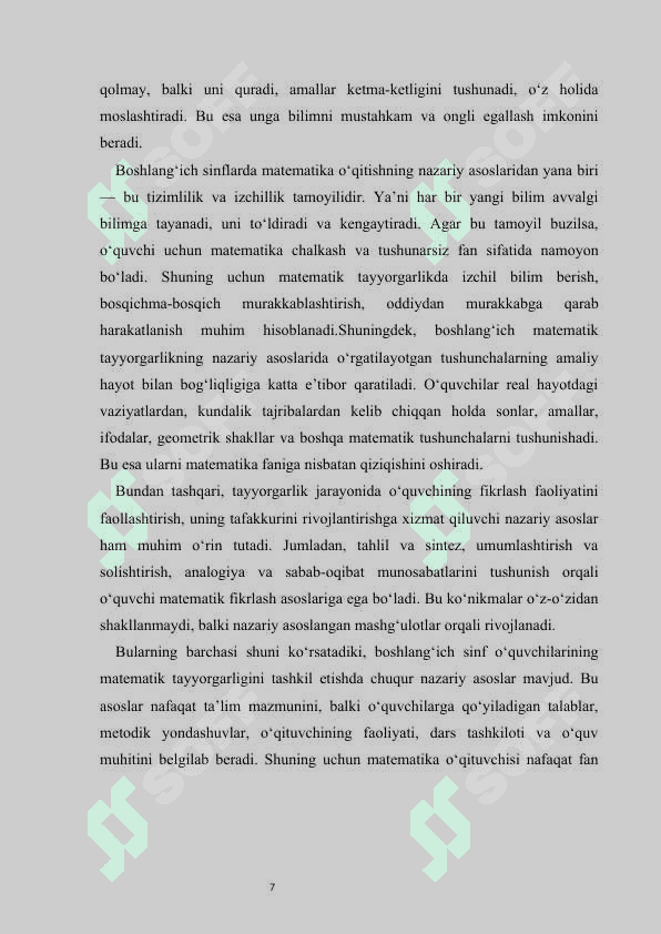 Boshlangʻich sinflarda koʻpaytirish va boʻlishni oʻrgatish metodlari kurs ishi 7