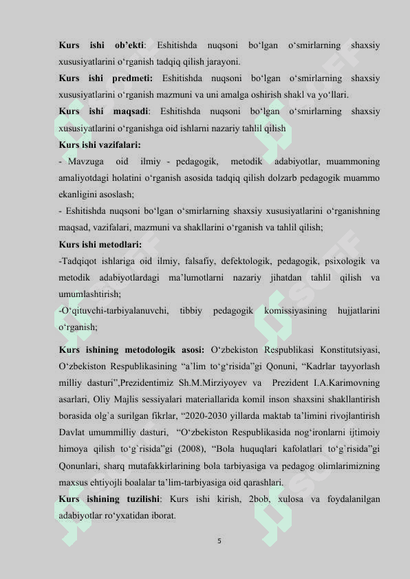 ESHITISHDA NUQSONI BO‘LGAN O‘SMIRLARNING SHAXSIY XUSUSIYATLARINI O‘RGANISH 5