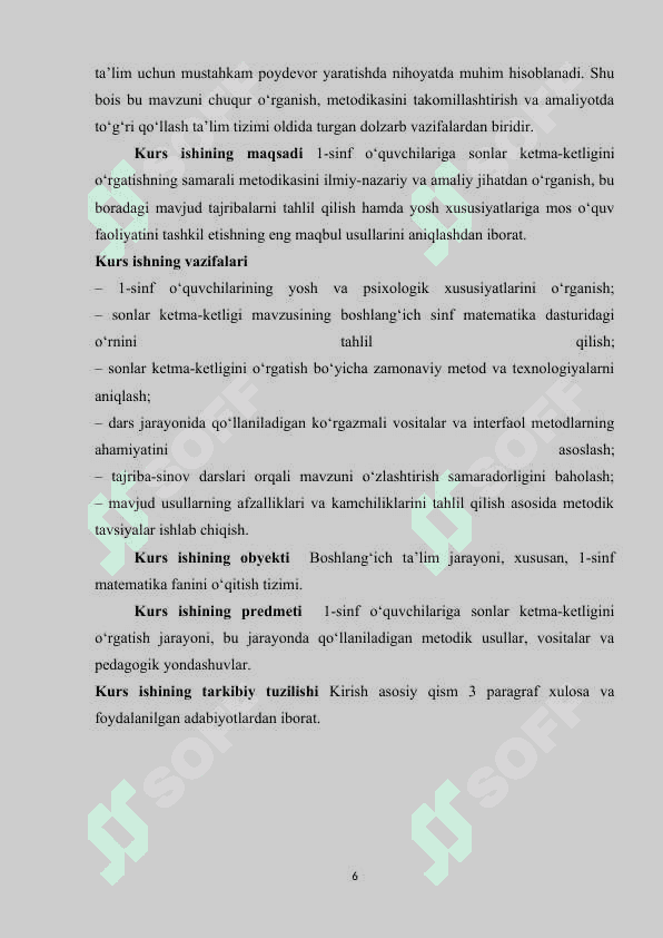1-sinf o‘quvchilariga sonlar ketma ketligini o‘rgatish 6