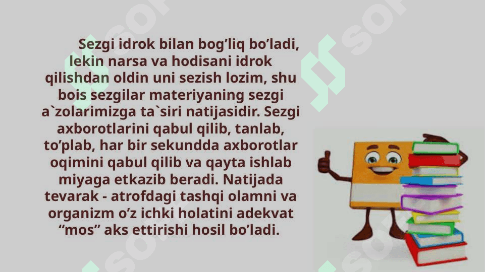 SEZGI VA IDROK , UMUMIY TASAVVURLAR VA YONDASHUVLAR 3