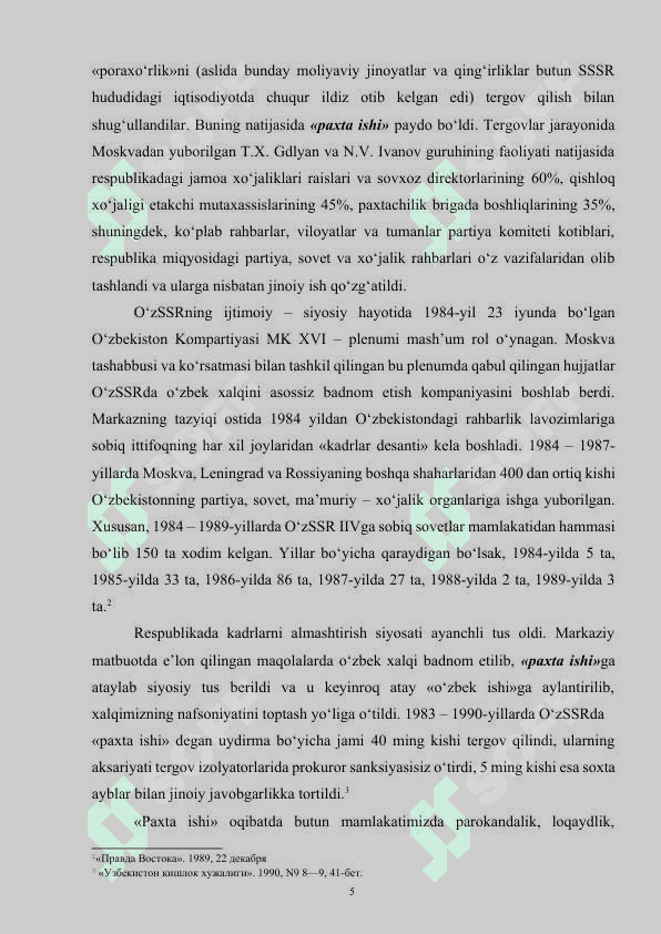 O‘ZBEKISTON MUSTAQILLIK YO‘LIDA (1985-1989-YILLAR) 5