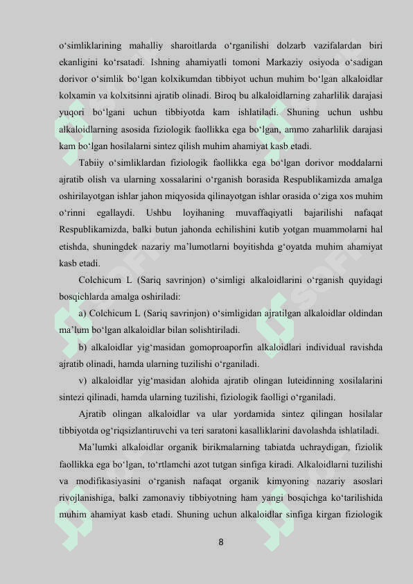 KOLXAMINNING OLINISHI, XOSSALARI VA TUZILISHI 8