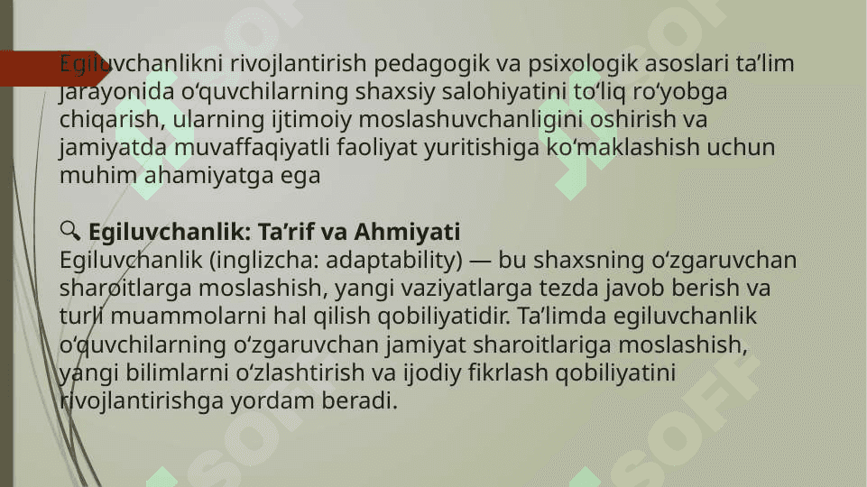 EGILUVCHANLIK VA UNI  TARBIYALASHNING USLUBIY ASOSLARI 2
