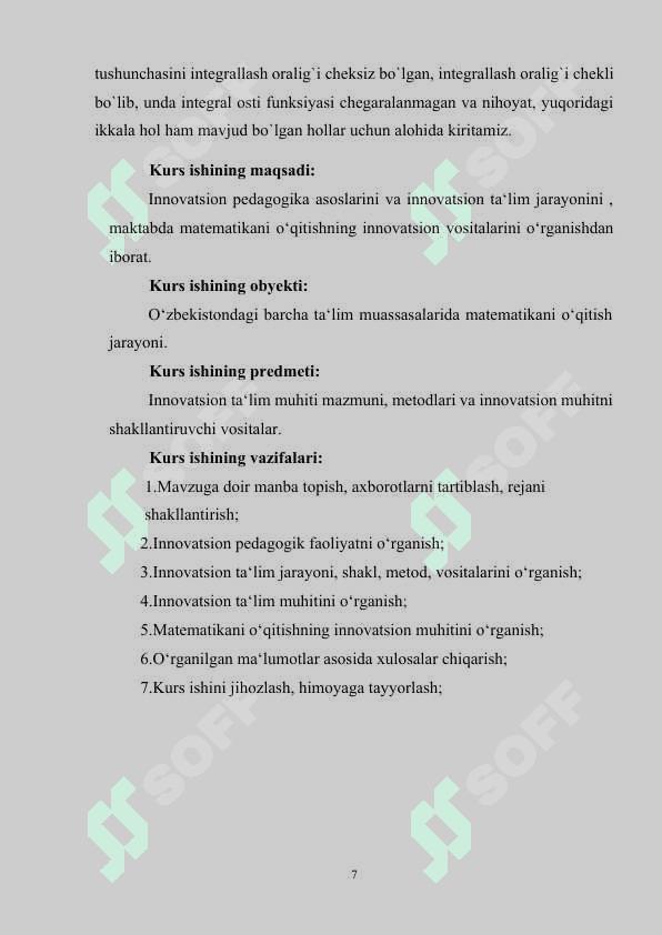 Parametrga bog‘liq xosmas integrallar 7
