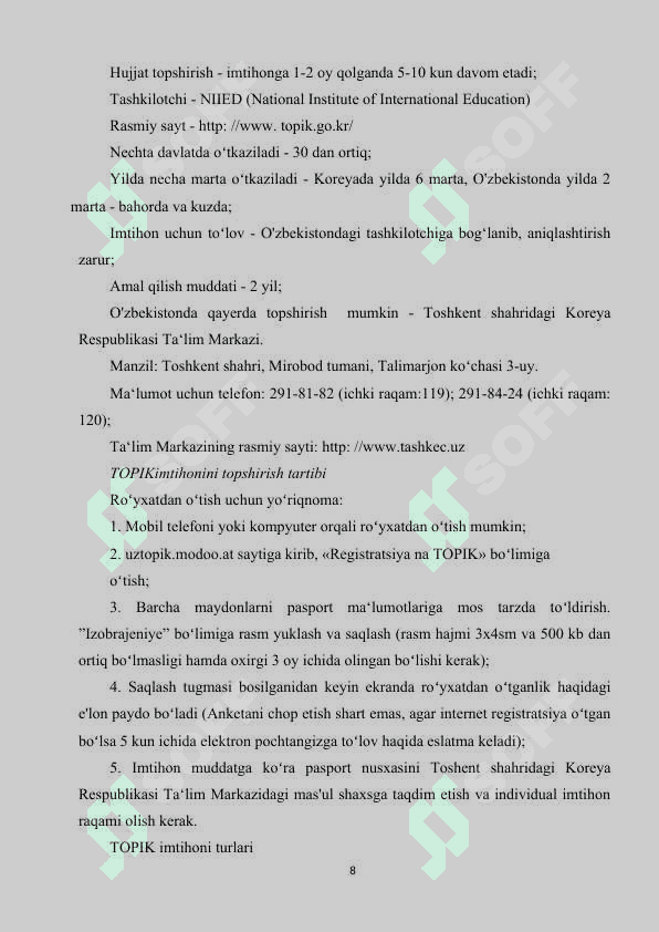 KOREYS TILI TOPIK IMTIHONIDA INSHO TURLARI 8