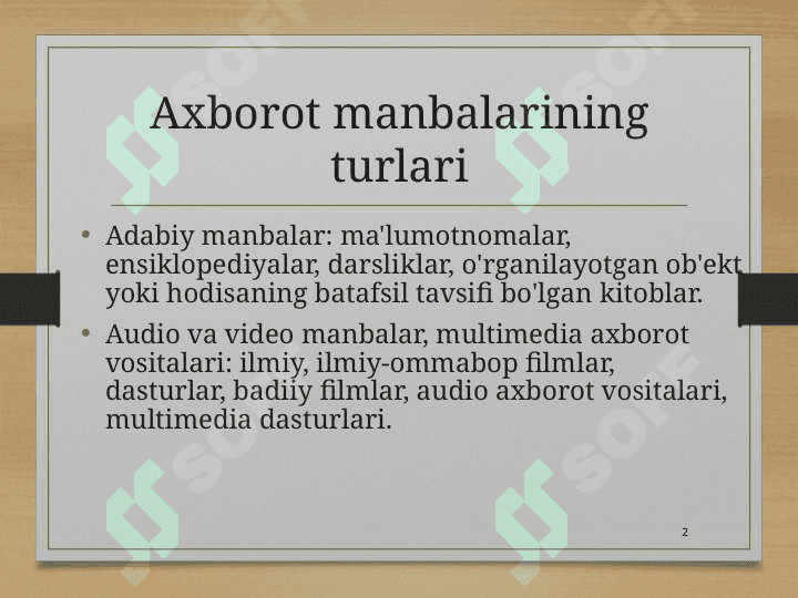 Axborot manbalarining turlari 2
