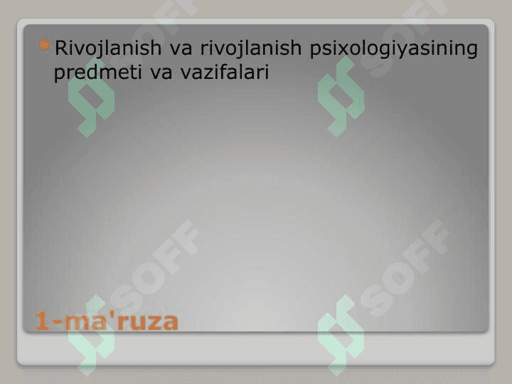 Rivojlanish va yosh psixologiyasi 2
