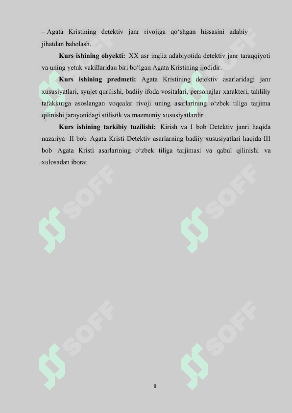 Agata Kristi detektiv asarlarining xususiyatlari 7