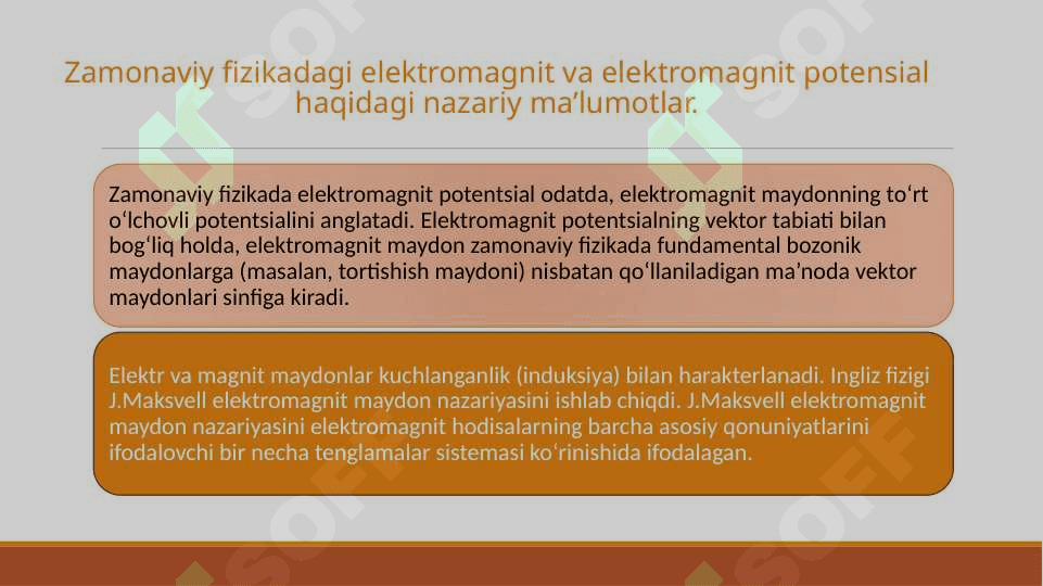 Elektromagnit maydonda maydon potensiali.Slayd 3