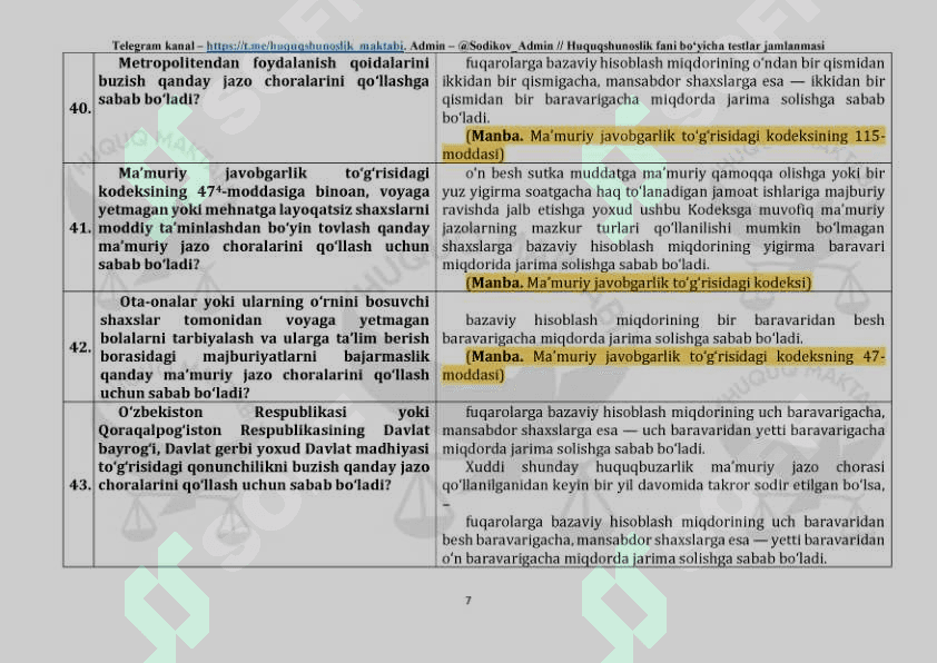 Huquq test 7
