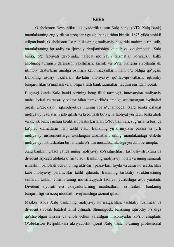 O'ZBEKISTON RESPUBLIKASI AKSIVADORLIK TIJORAT XALQ BANKI 2