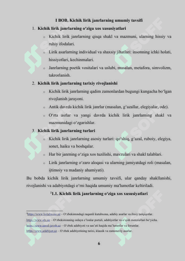 Kichik lirik janrlar tavsifi 6