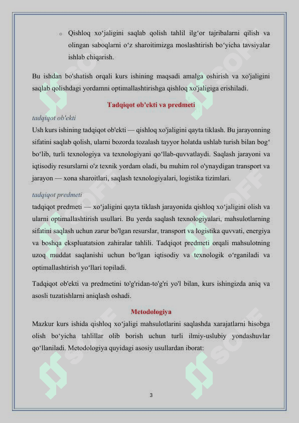 Qishloq  xo`jaligini  mahsulotlarini  saqlashda  xarajatlarini  hisobga  olish. 3
