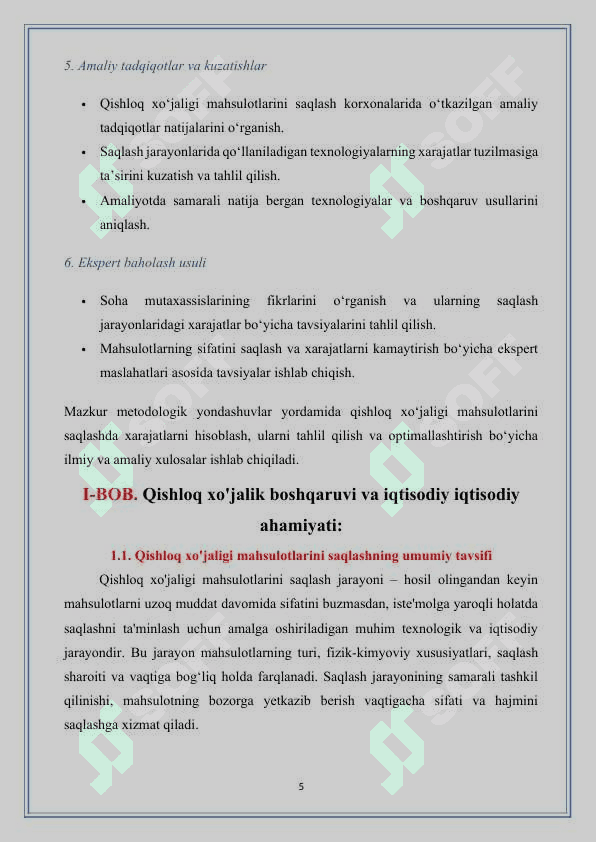Qishloq  xo`jaligini  mahsulotlarini  saqlashda  xarajatlarini  hisobga  olish. 5