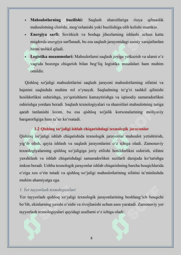 Qishloq  xo`jaligini  mahsulotlarini  saqlashda  xarajatlarini  hisobga  olish. 8