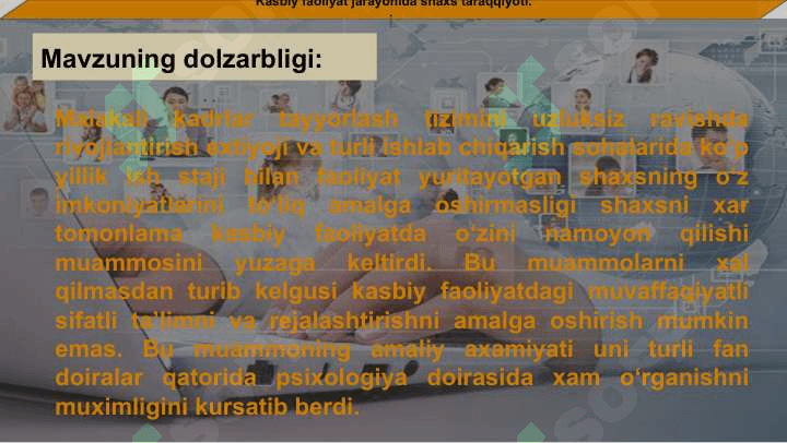 Kasbiy tadbiqiy jihatlarning o'z-o'zini boshqarish usullari 3