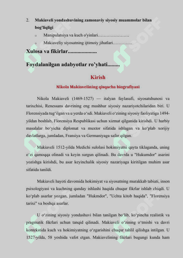 Nizomulmulkning “Siyosatnoma”  (Nikola Makiavellining “Hukmdor”) 3