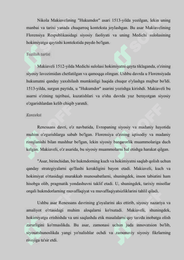 Nizomulmulkning “Siyosatnoma”  (Nikola Makiavellining “Hukmdor”) 5