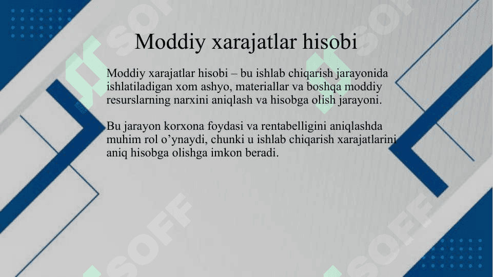 Moddiy xarajatlar hisobi 3