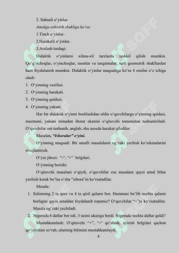 2-sinf matematika darslarida didaktik oyinlardan foydalanish metodikasi 8