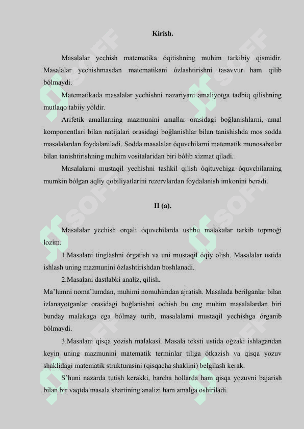 O`quvchilarga sodda masalalar yechishni o'rganish usullaridoc 2