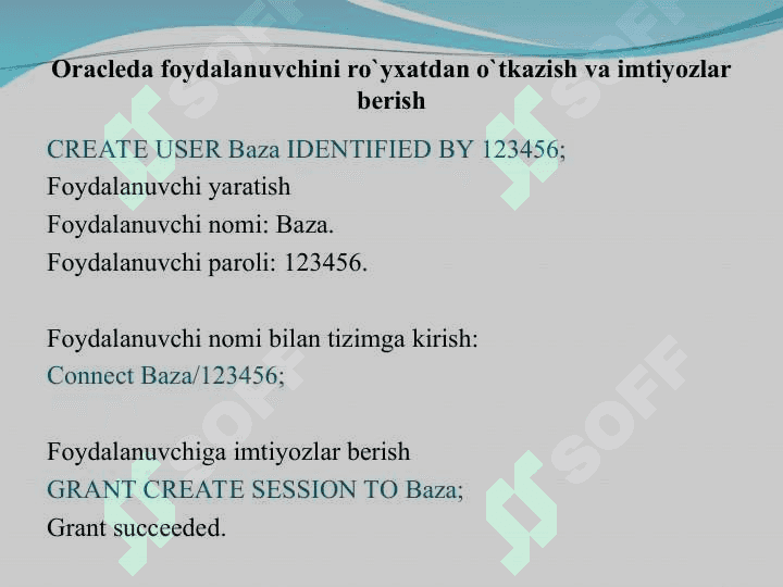 Ma`lumotlar bazasini administratorlash va xavfsizligini ta`minlash 5