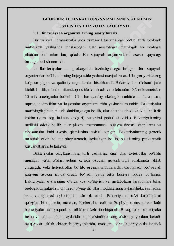 Bir hujayrali organizmlar KURS ISHI 6