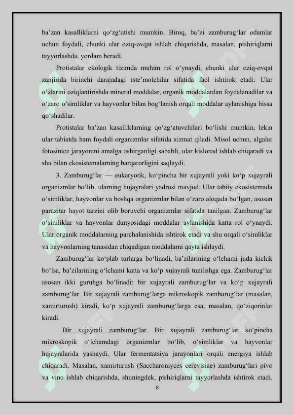 Bir hujayrali organizmlar KURS ISHI 8