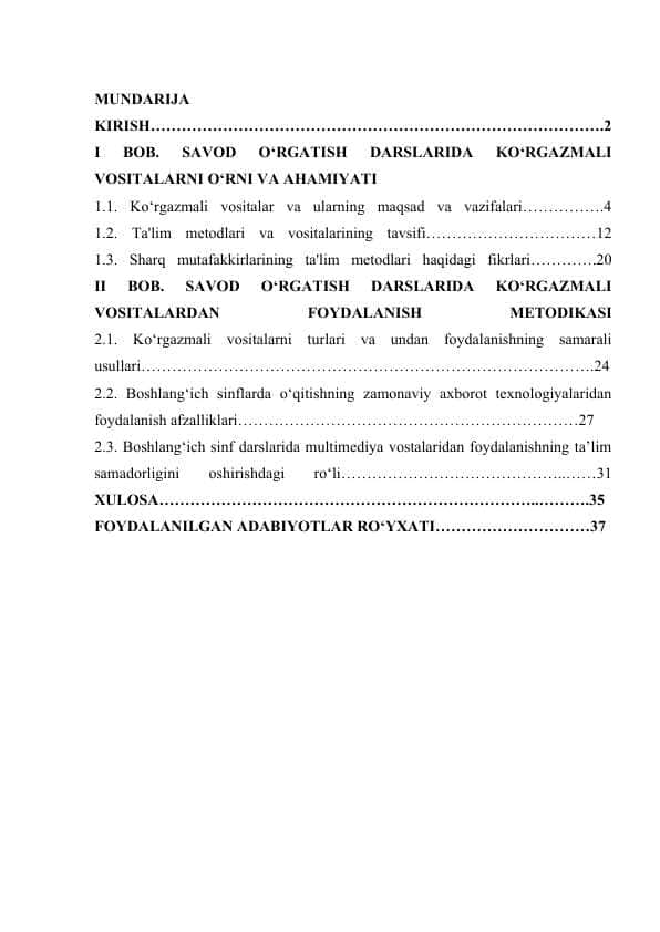 SAVOD O‘RGATISH DARSLARIDA KO‘RGAZMALI VOSITALARNI O‘RNI VA AHAMIYATI