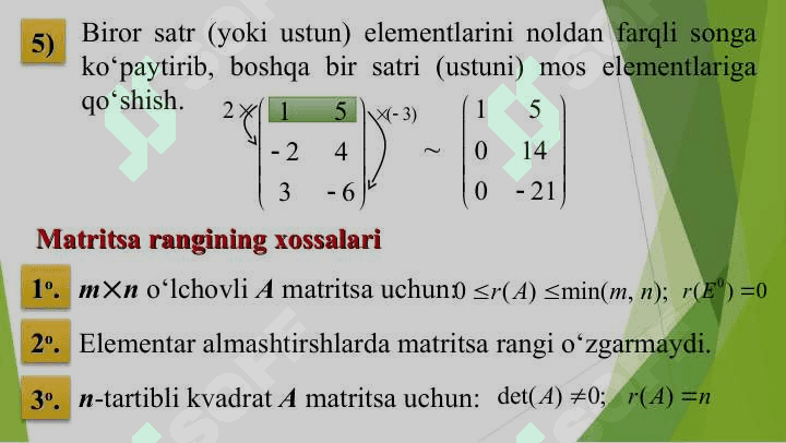 MATRITSA RANGI. TESKARI MATRITSA 6