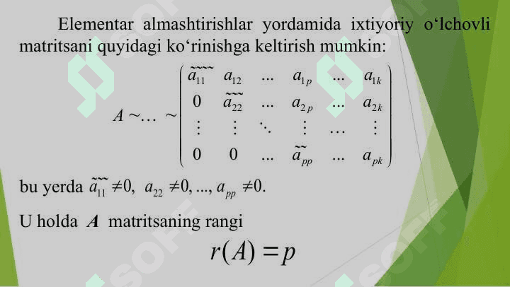 MATRITSA RANGI. TESKARI MATRITSA 7