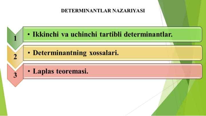 DETERMINANTLAR NAZARIYASI