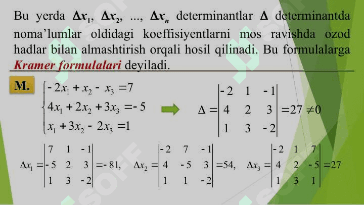CHIZIQLI TENGLAMALAR SISTEMASINI YECHISHNING 3