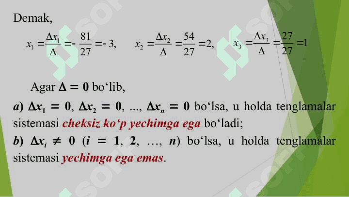 CHIZIQLI TENGLAMALAR SISTEMASINI YECHISHNING 4