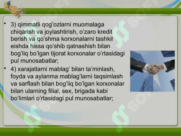 Moliyaviy bozorning mohiyati.zarurligi asosiy vazifalari va turlari. 4