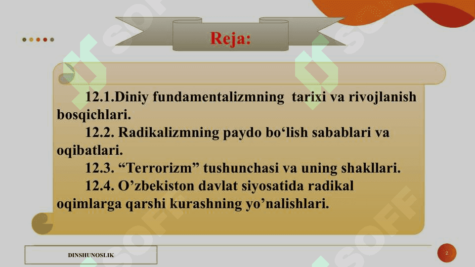 Diniy fanatizm, ekstremizm, fundamentalizm, radikalizm va terrorizmning tarixi  hamda  ularning xavfsizlikka tahdidi 2