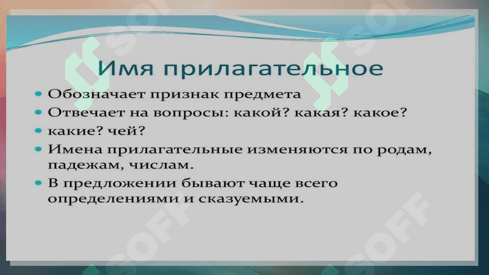 Разряды прилагательных. Согласование в роде, числе и падеже. 4
