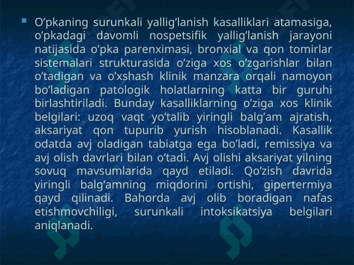 O’PKANI SURUNKALI NOSPETSIFIK YIRINGLI KASALLIKLARI 2