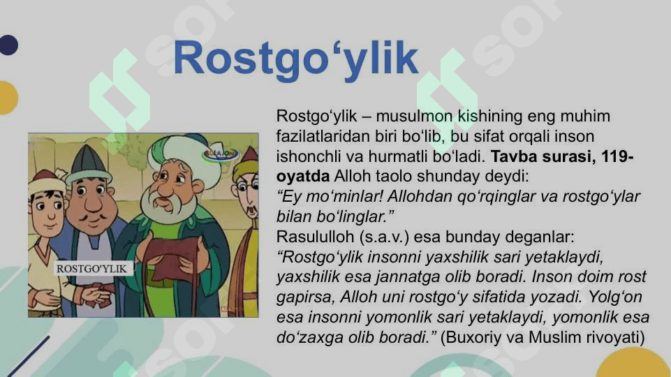 O'zbekiston yoshlarining diniy manbalardagi axloqiy tarbiyaga oid g'oyalarini 8