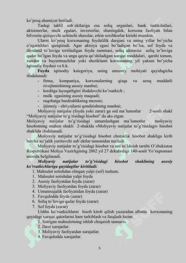 Mоliyaviy natijalar tahlili 5