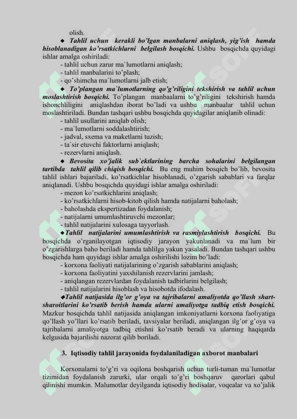 Xo‘jalik sub’ektlarida tahlil ishlarini tashkil qilish va manbalar bilan ta`minlash 5