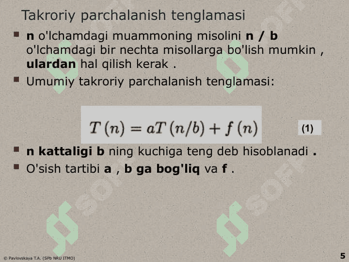 Algoritmlarni ishlab chiqish metodlari 5