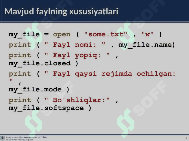 Pythonda fayllar bilan ishlash 8