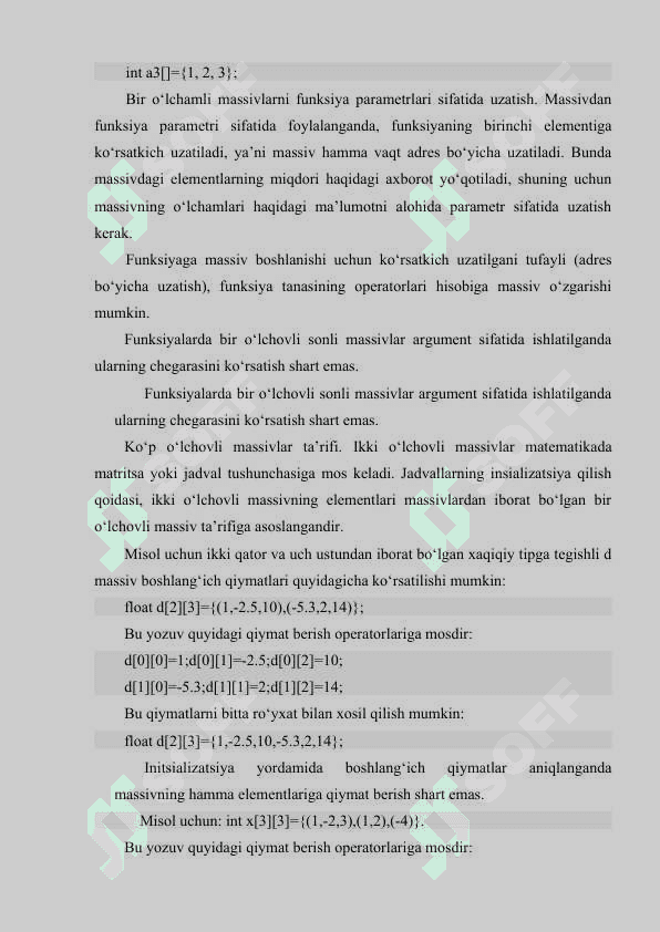 Massivlar va satrlar (dasturlash) 3