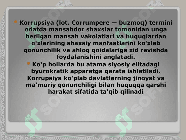 Oliy va o'rta maxsus hamda ta'limning boshqa tuzilmalari korrupsiyaga sabab bo'layotgan shart sharoit va omillarni kamaytirisni tashkiletish va boshqarish 3