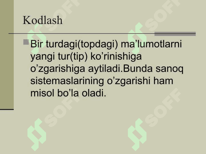 MAʼLUMOTLARNI IKKILIK SANOQ SISTEMASIDA KOʻDLASH VA DEKODLASH 4