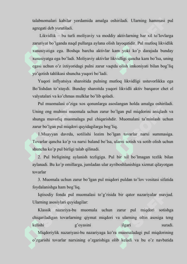 PUL TO'GRISIDAGI TURLI XIL NAZARIYALAR  VA HOZIRGI ZAMON PULINING TAVFSIFI 8