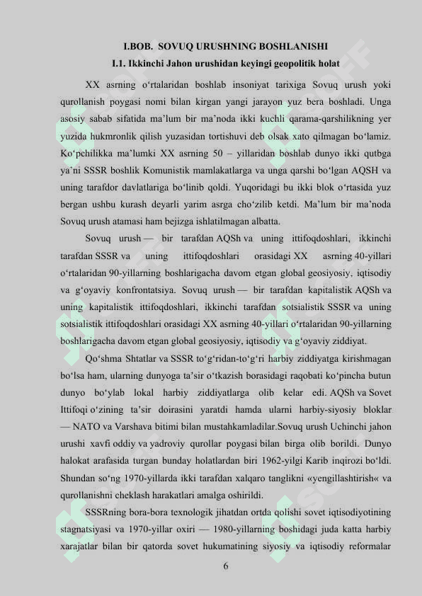 II JAHON URUSHIDAN SO‘NG XALQARO MUNOSABATLAR. SOVUQ URUSH 5