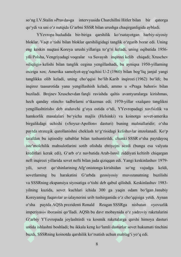 II JAHON URUSHIDAN SO‘NG XALQARO MUNOSABATLAR. SOVUQ URUSH 7