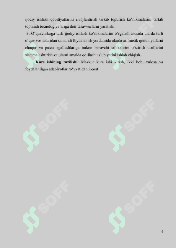 Boshlang‘ich sinflarda matematikadan o‘quvchilarning ijodiy ishlashga o‘rgatish metodikasi (2-sinf misolida 4
